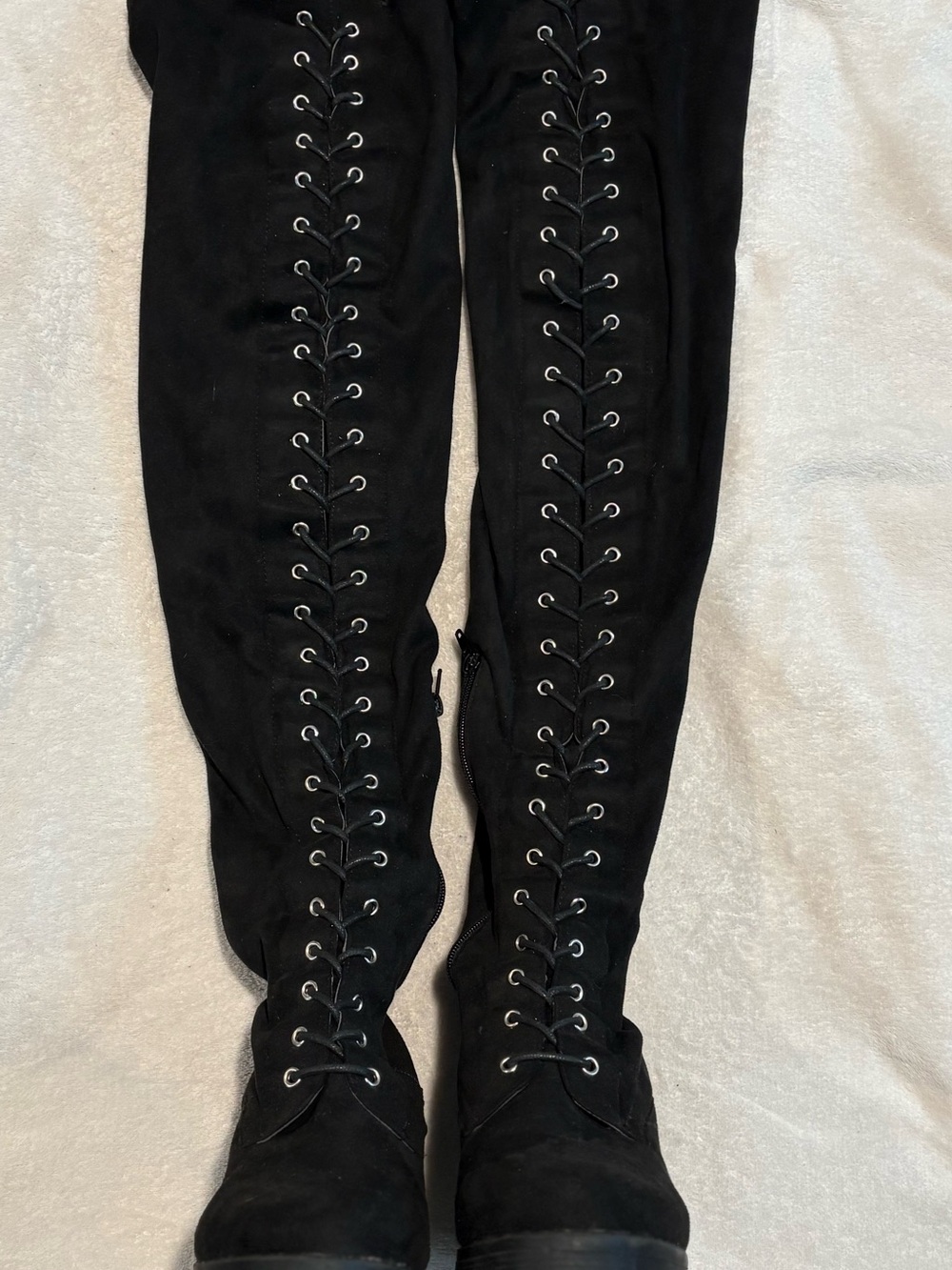 Black faux suede Nasty Gal over-the-knee boots size 7 goth punk grunge